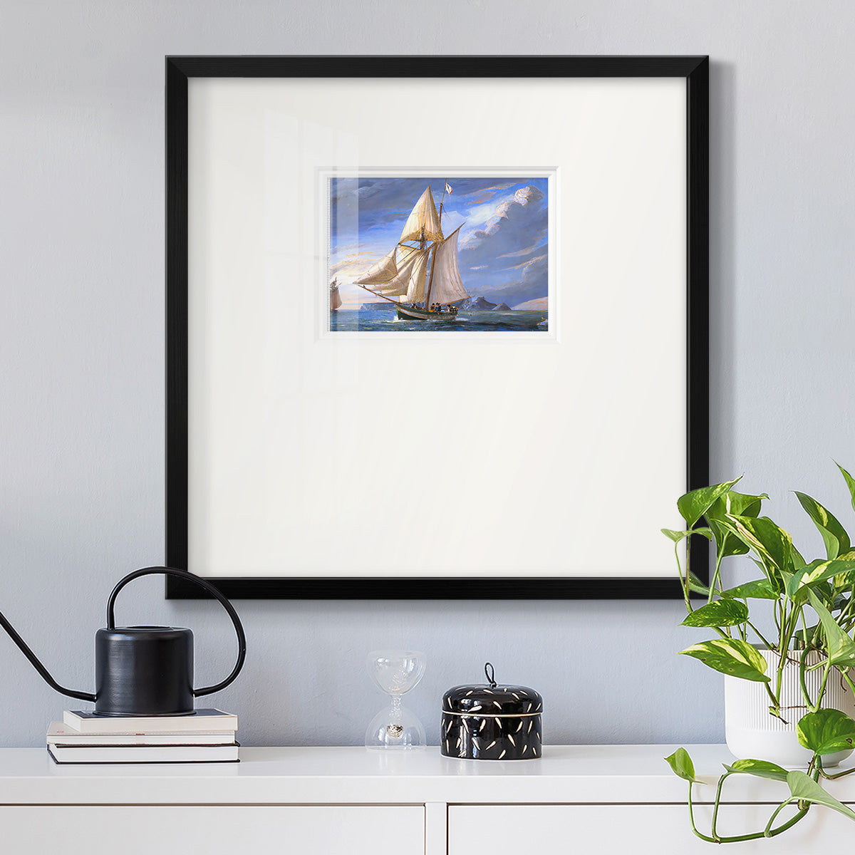 Sail Boat Clouds Premium Framed Print Double Matboard