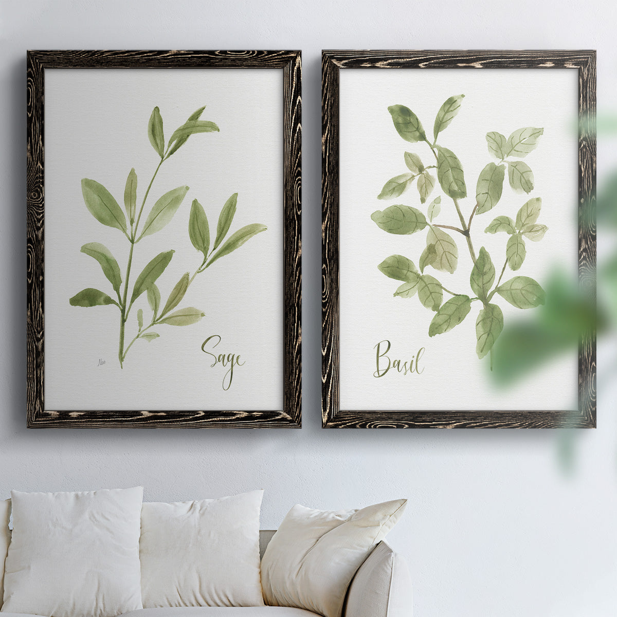 Herb Sage - Premium Framed Canvas 2 Piece Set - Ready to Hang