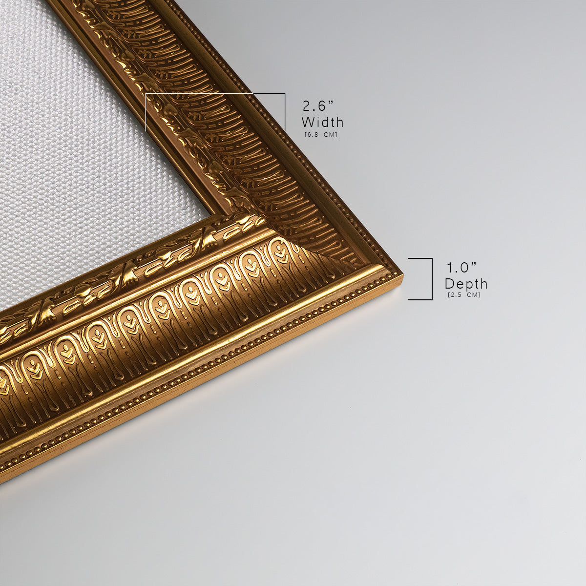 Detail of ornate traditional gold frame.