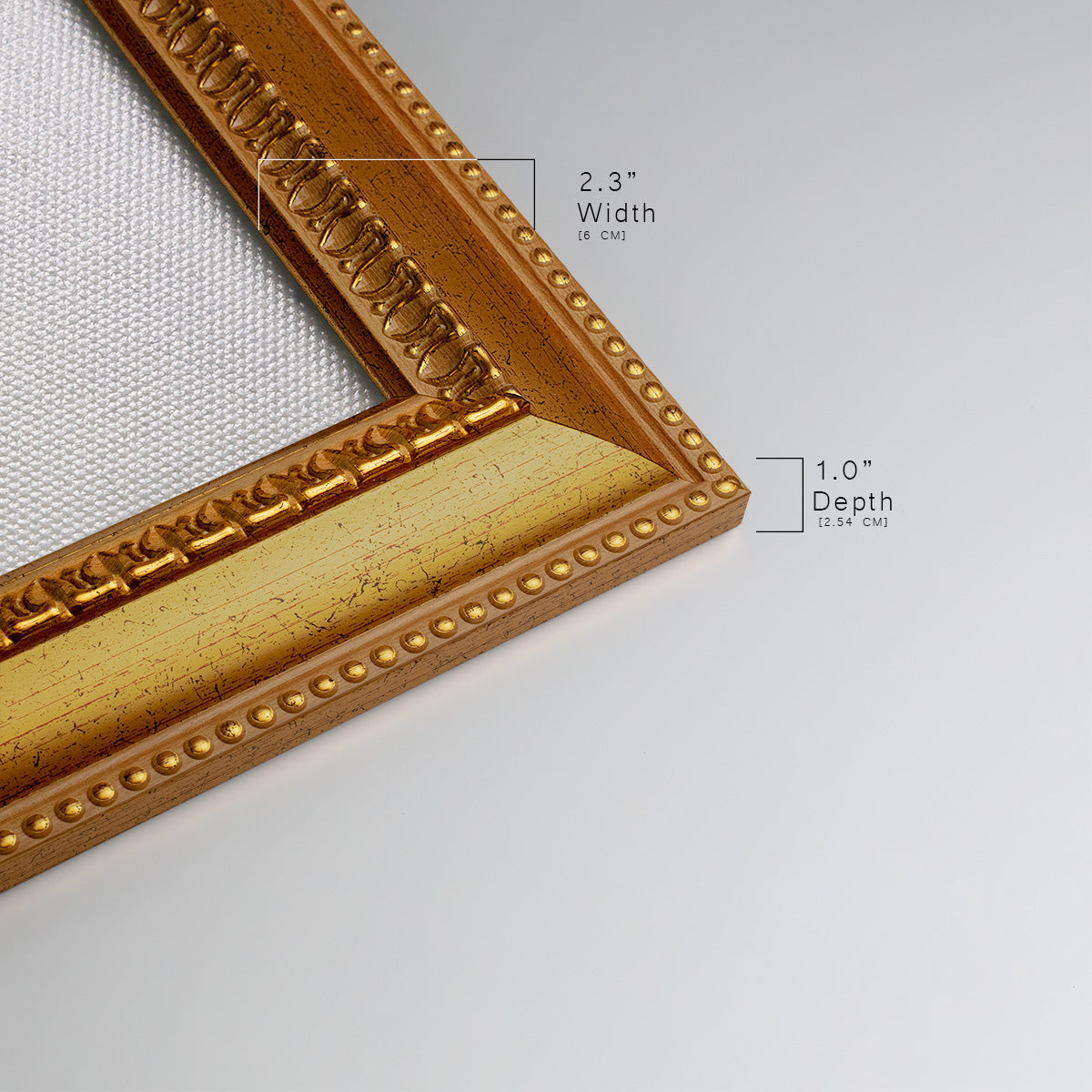 Detail of ornate antique gold frame.