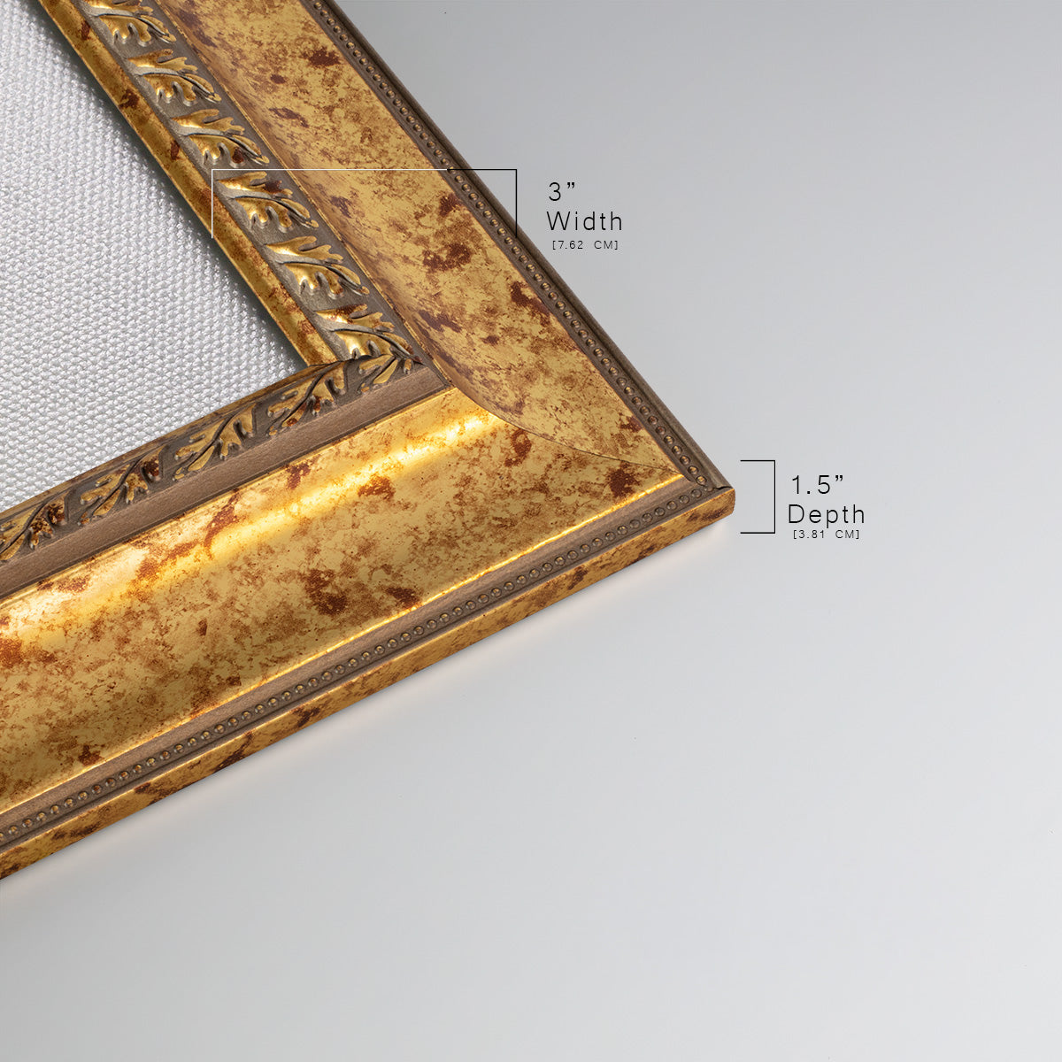 Detail of ornate vintage gold frame.