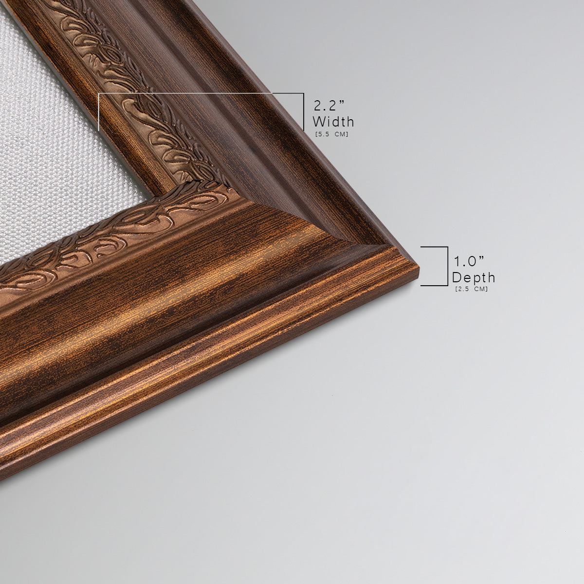 Detail of ornate traditional bronze frame.