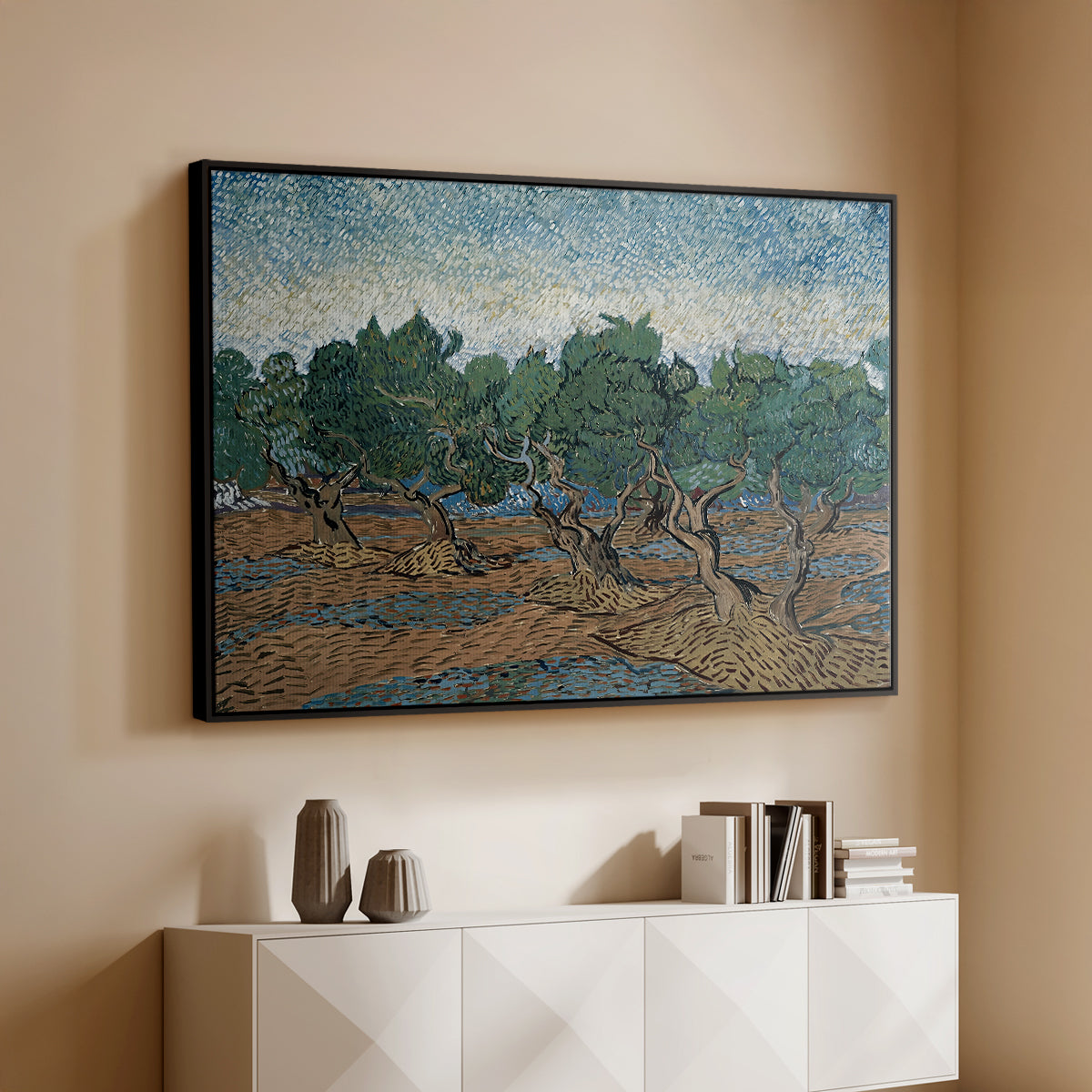 Olive Trees, 1889 - Floater Framed Canvas Print