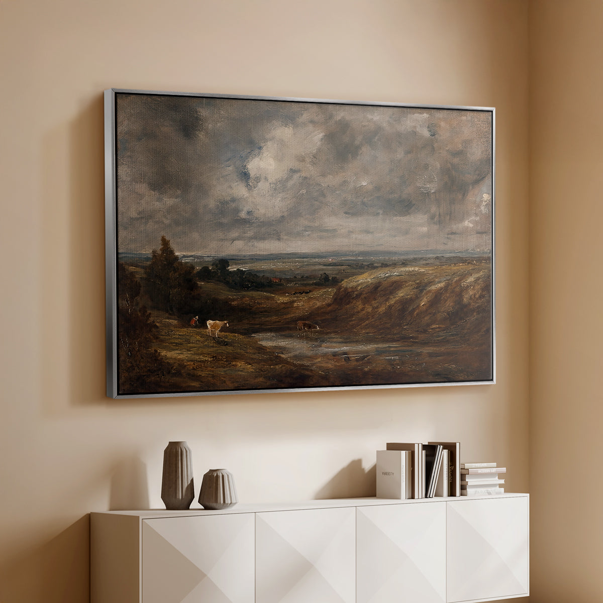 Hampstead Heath, 1825 - Floater Framed Canvas Print