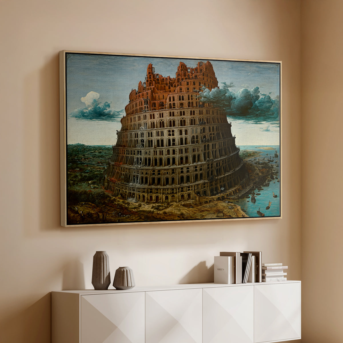 The Tower of Babel, c. 1568 - Floater Framed Canvas Print
