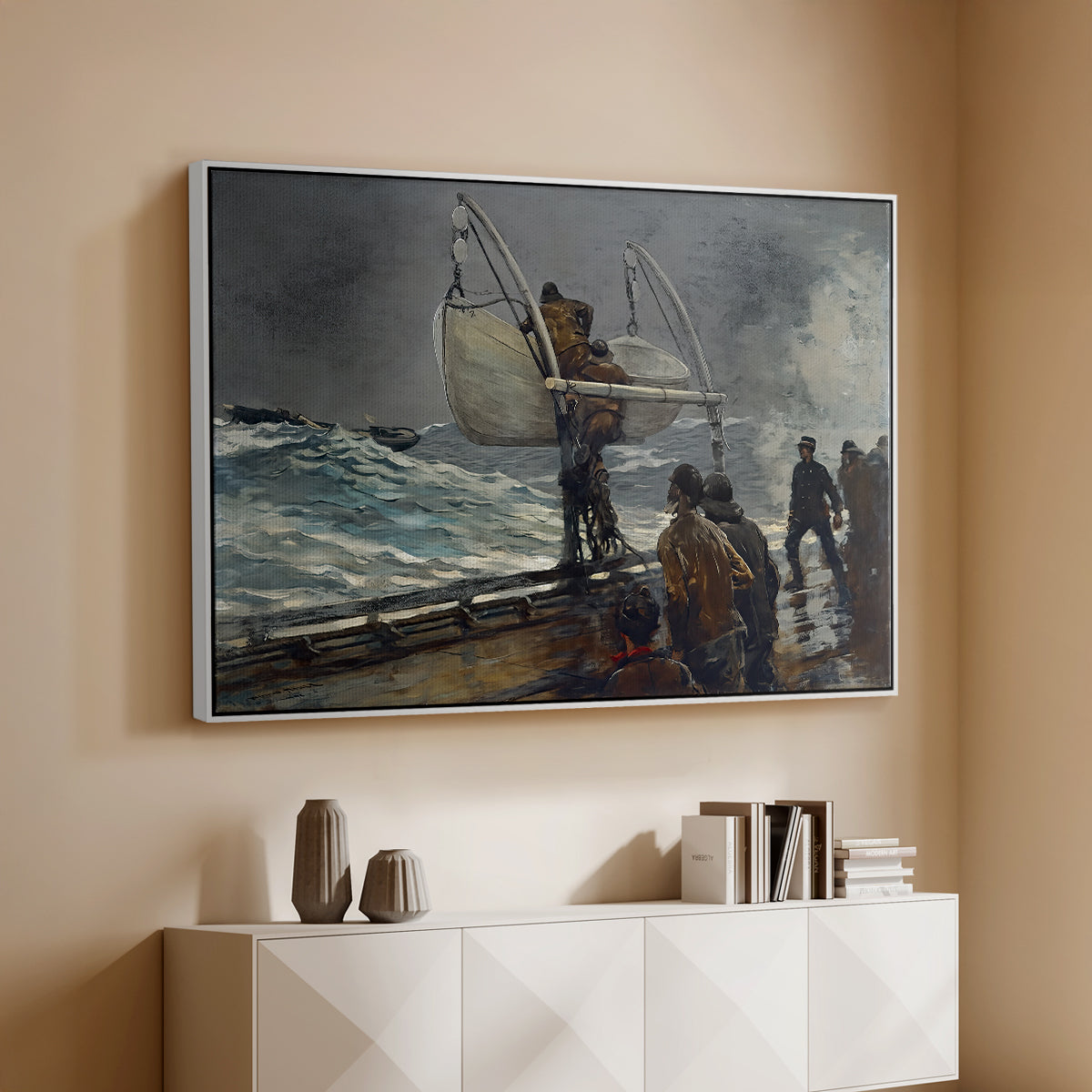 The Signal of Distress, c. 1896 - Floater Framed Canvas Print