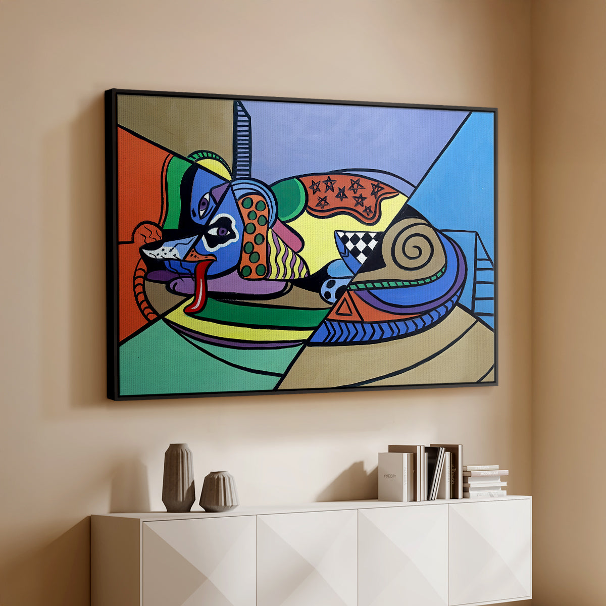 A Dog Named Picasso - Floater Framed Canvas Print