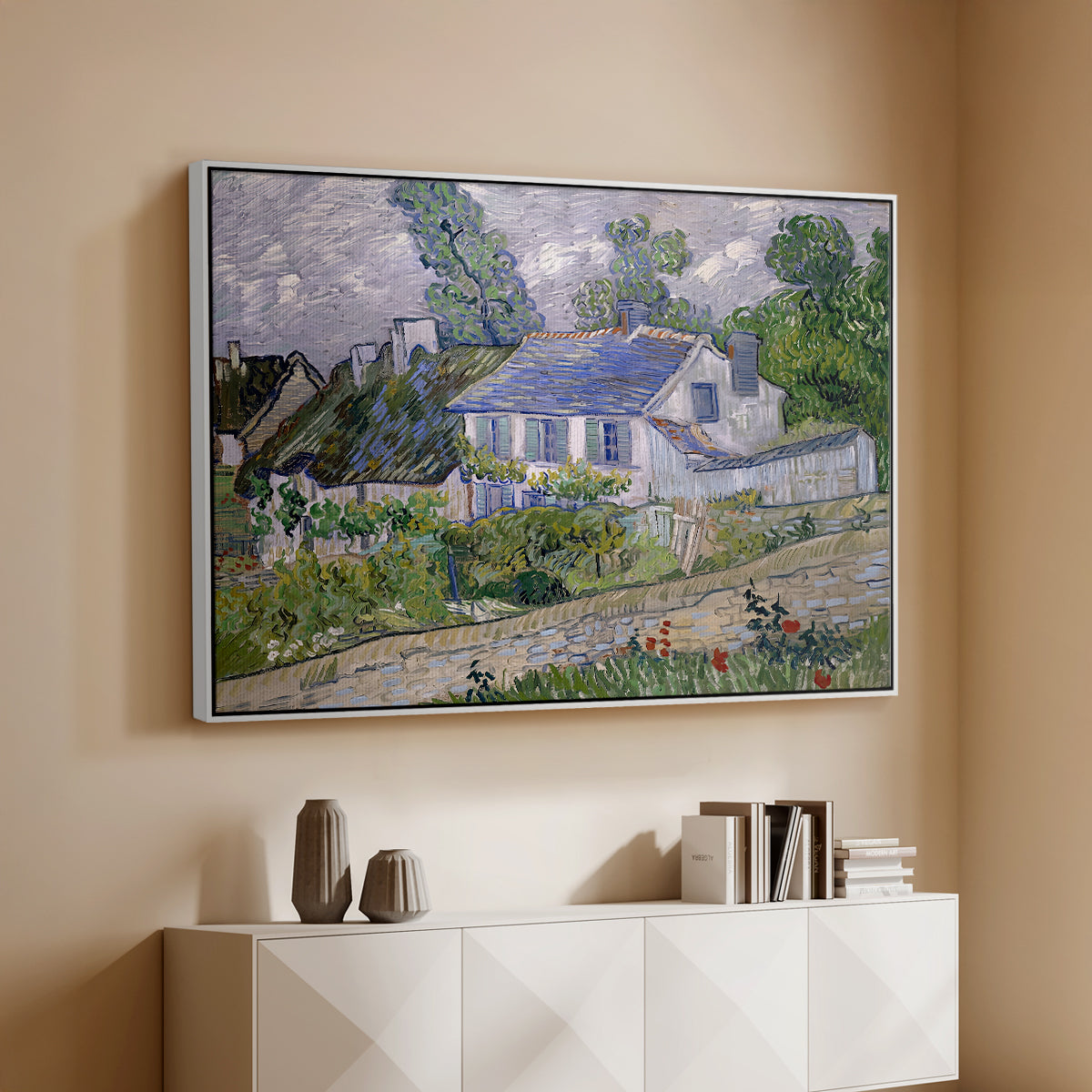 Houses in Auvers, 1890 - Floater Framed Canvas Print