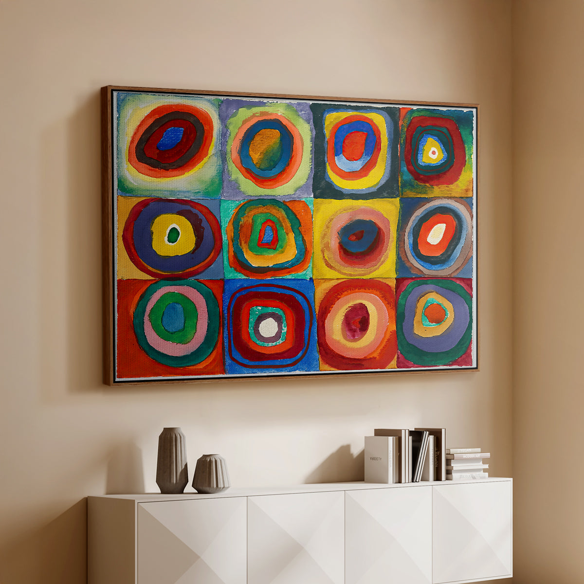 Color Study: Squares with Concentric Circles, 1913 - Floater Framed Canvas Print