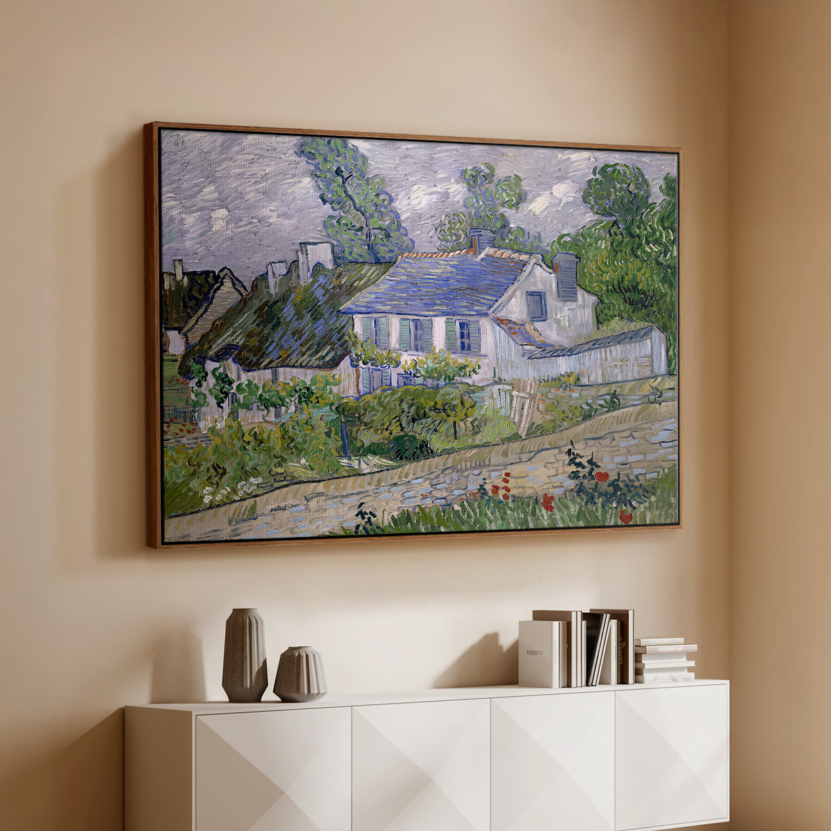 Houses in Auvers, 1890 - Floater Framed Canvas Print