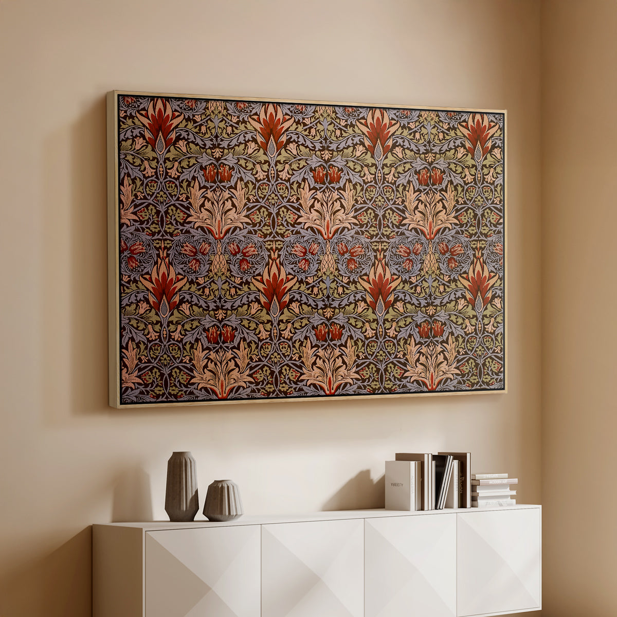 Snakeshead - Red/Cumin, c. 1876 - Floater Framed Canvas Print