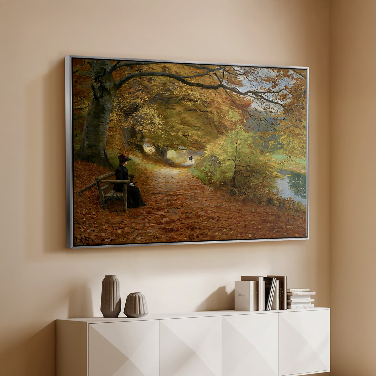 A Wooded Path in Autumn, 1902 - Floater Framed Canvas Print