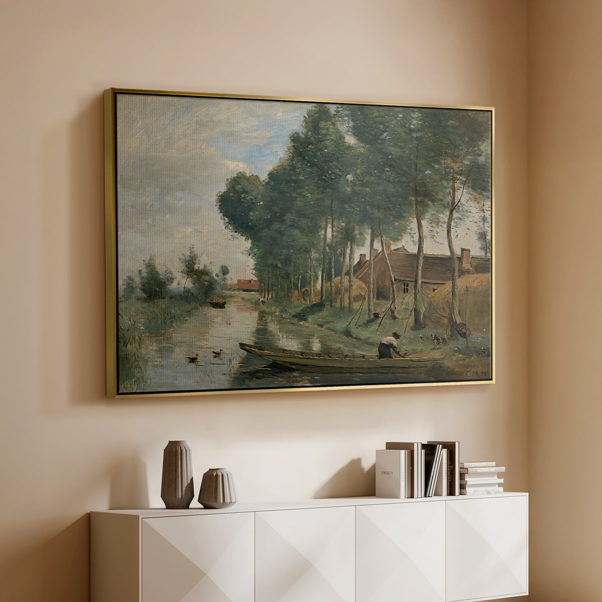 Landscape at Arleux-du-Nord, c. 1871-1874 - Floater Framed Canvas Print