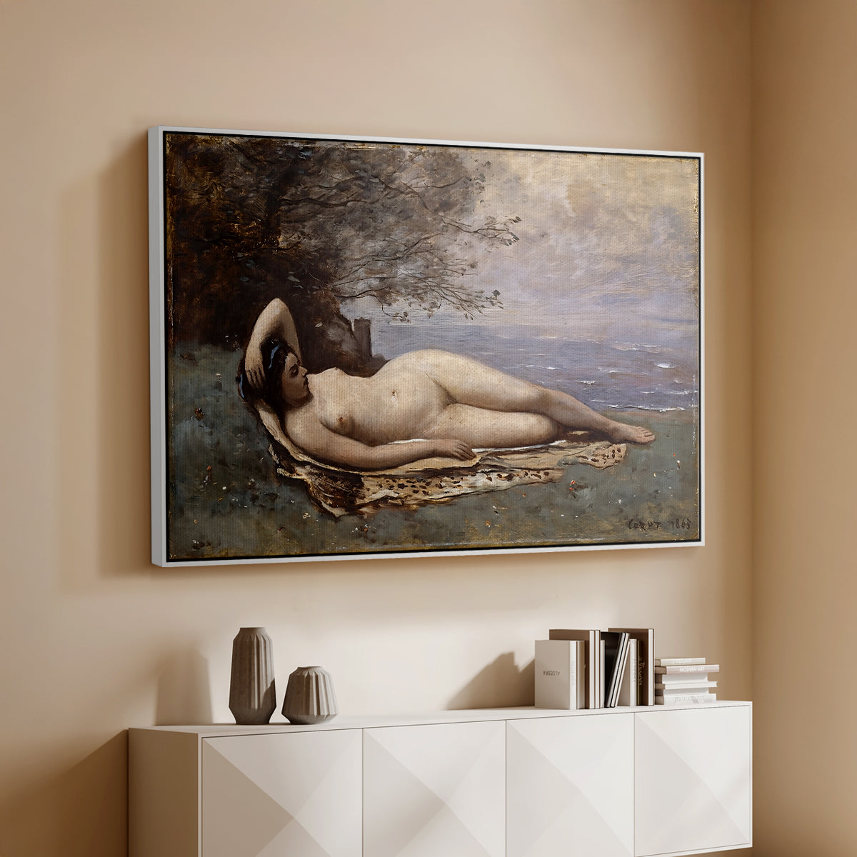 Bacchante by the Sea, 1865 - Floater Framed Canvas Print