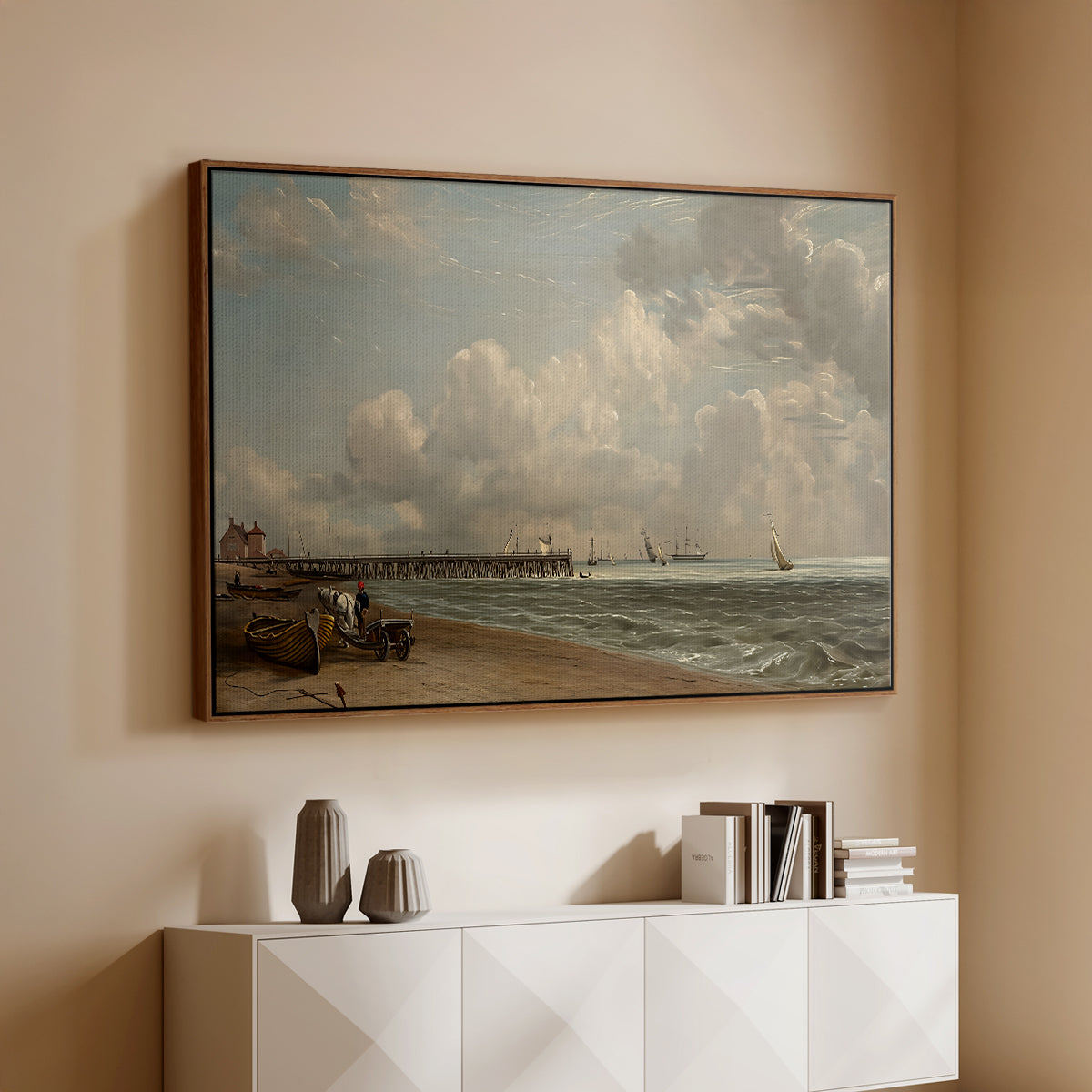 Yarmouth Jetty, 1822 - Floater Framed Canvas Print