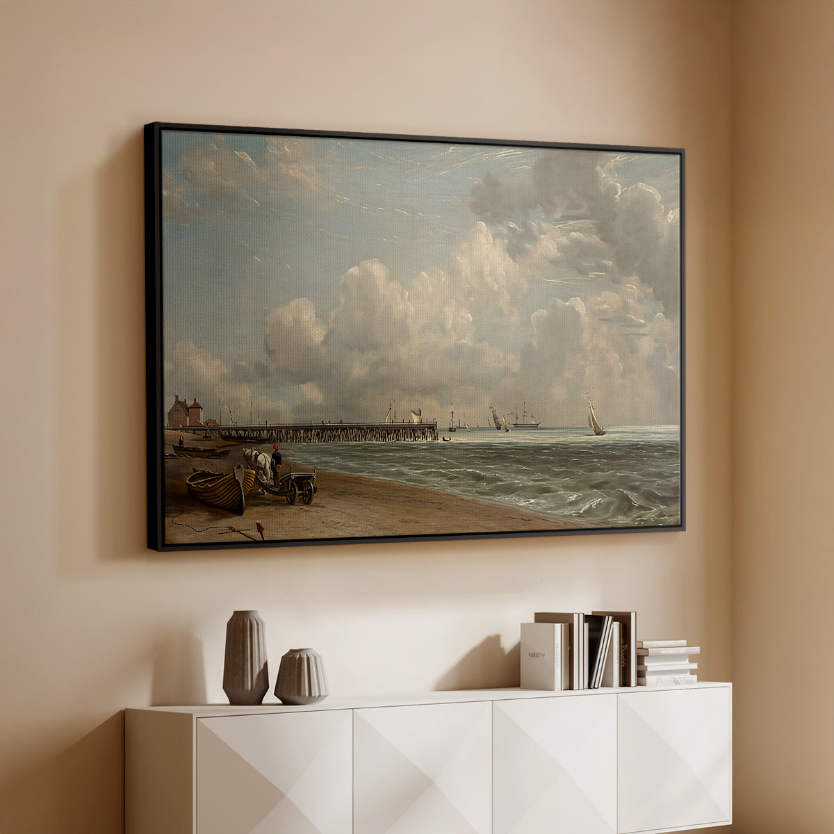 Yarmouth Jetty, 1822 - Floater Framed Canvas Print