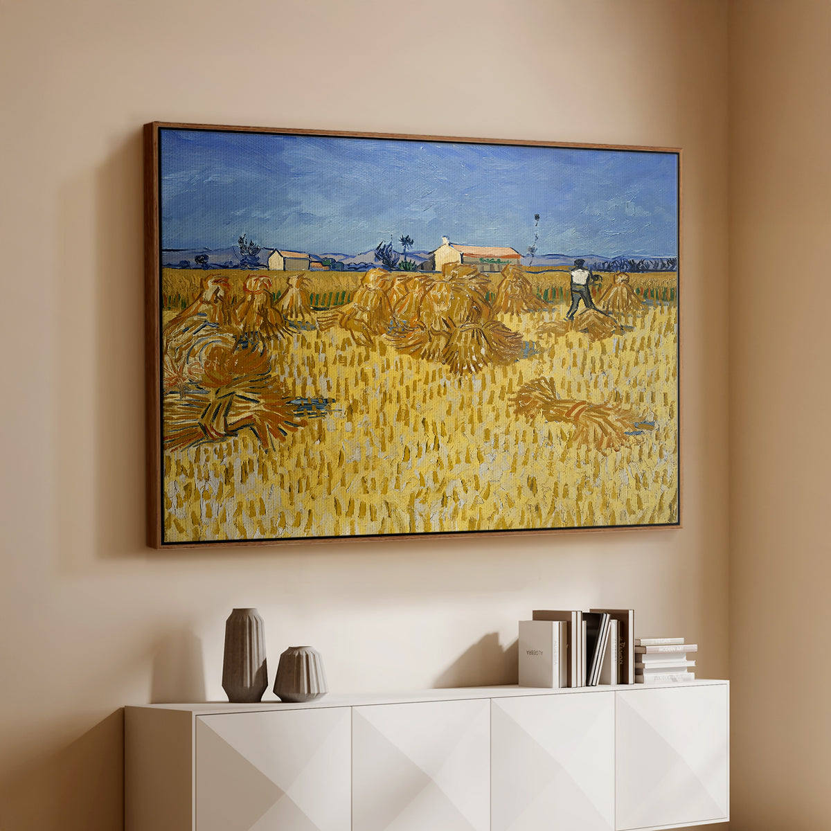 Wheat Field with Sheaves (Harvest in Provence), 1888 - Floater Framed Canvas Print