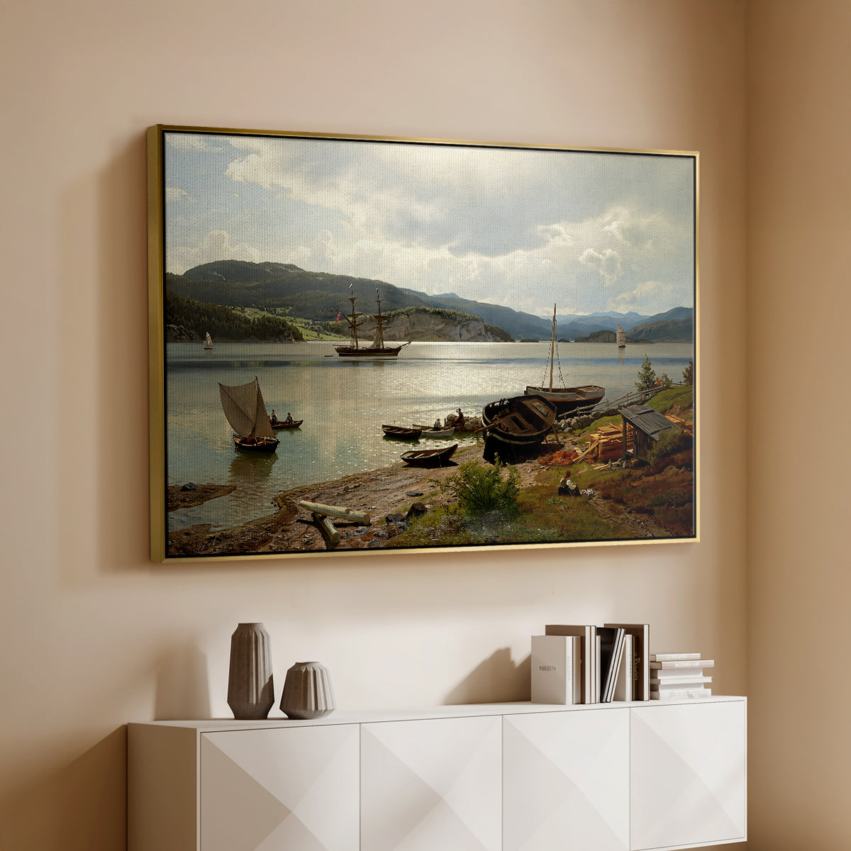 By the Water, 1876 - Floater Framed Canvas Print