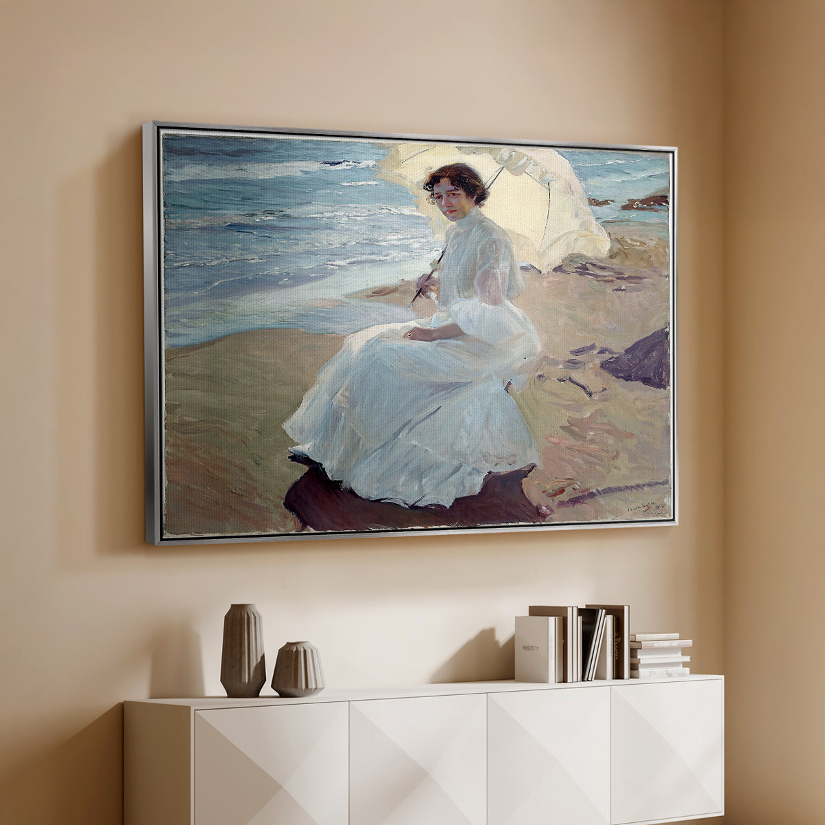 Clotilde on the Beach, 1904 - Floater Framed Canvas Print