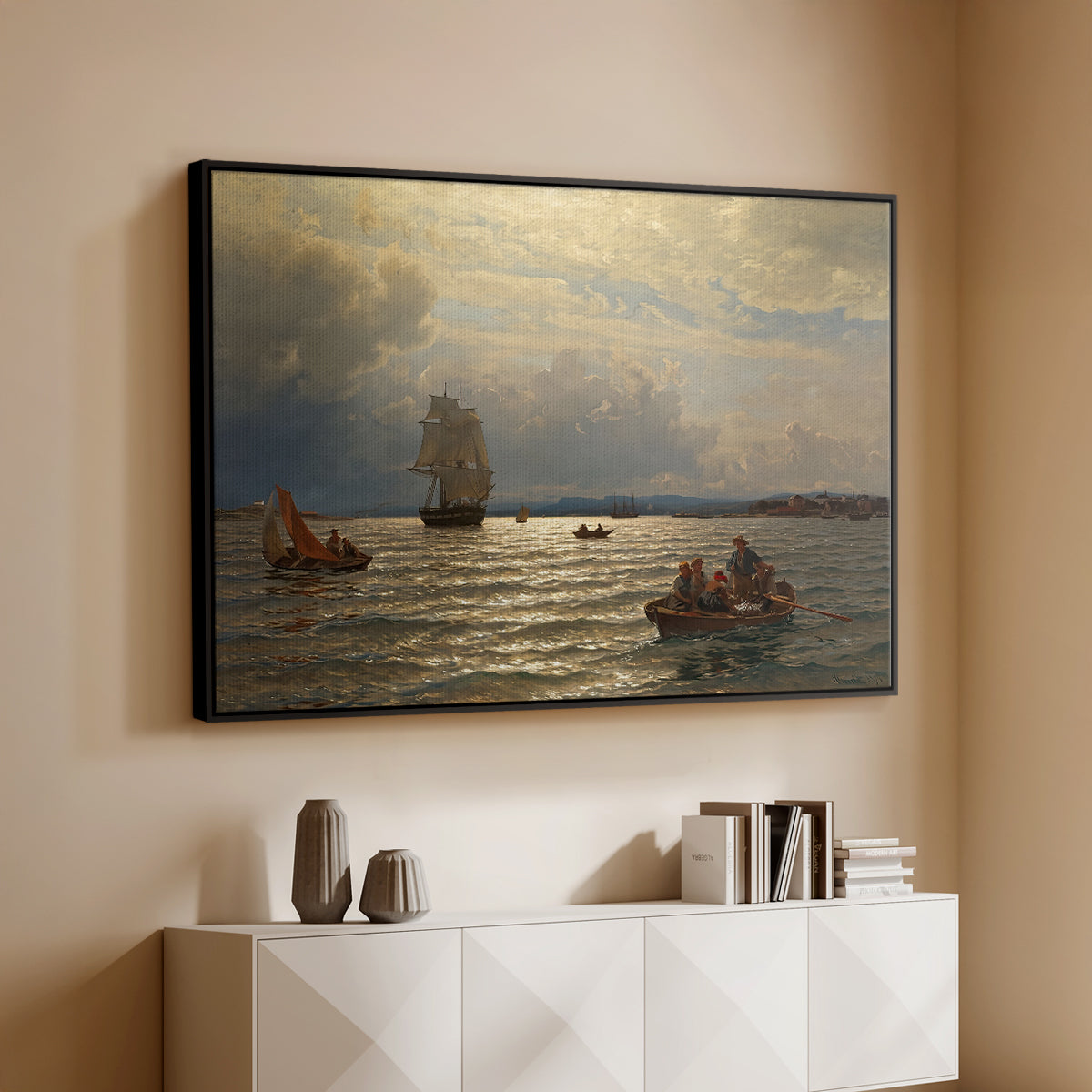 From the Inlet of Oslo, 1874 - Floater Framed Canvas Print