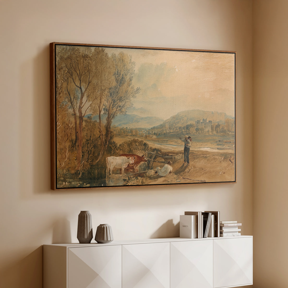 Lulworth Castle, Dorset, c. 1820 - Floater Framed Canvas Print