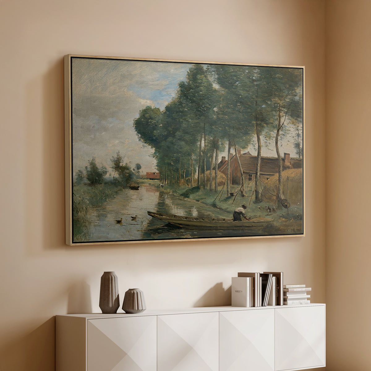 Landscape at Arleux-du-Nord, c. 1871-1874 - Floater Framed Canvas Print