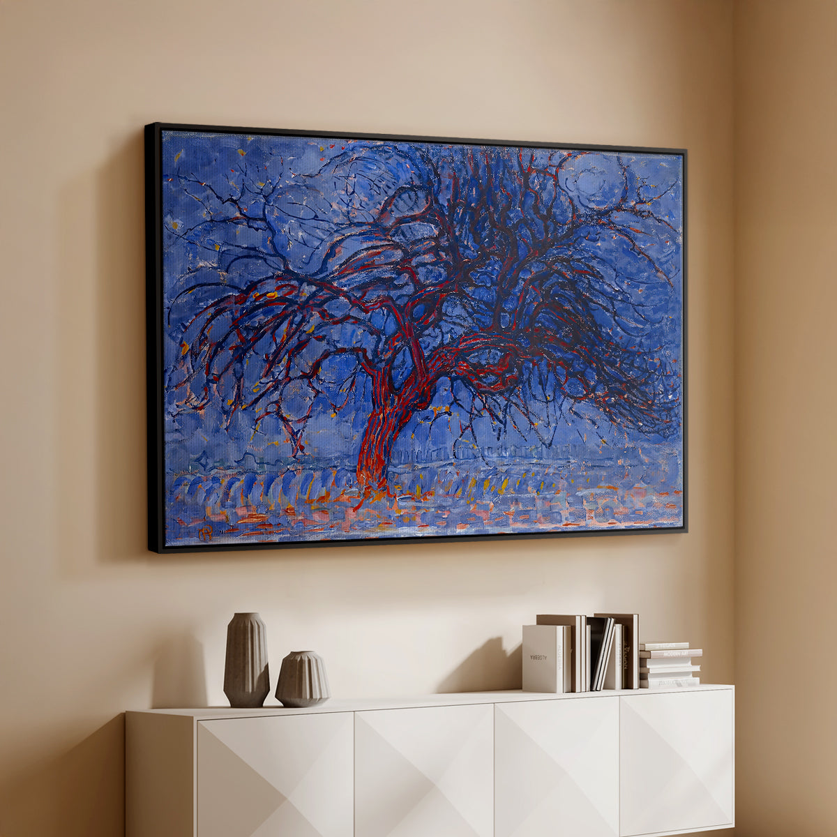The Red Tree, 1909 - Floater Framed Canvas Print
