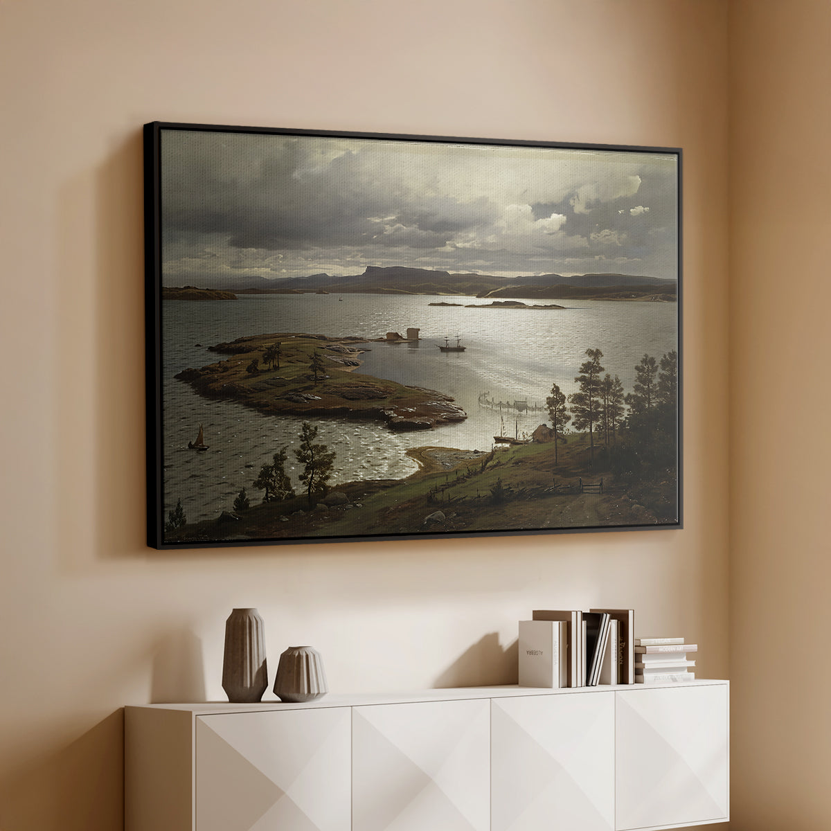 The Fjord at Sandviken (Sandviksfjorden), 1879 - Floater Framed Canvas Print