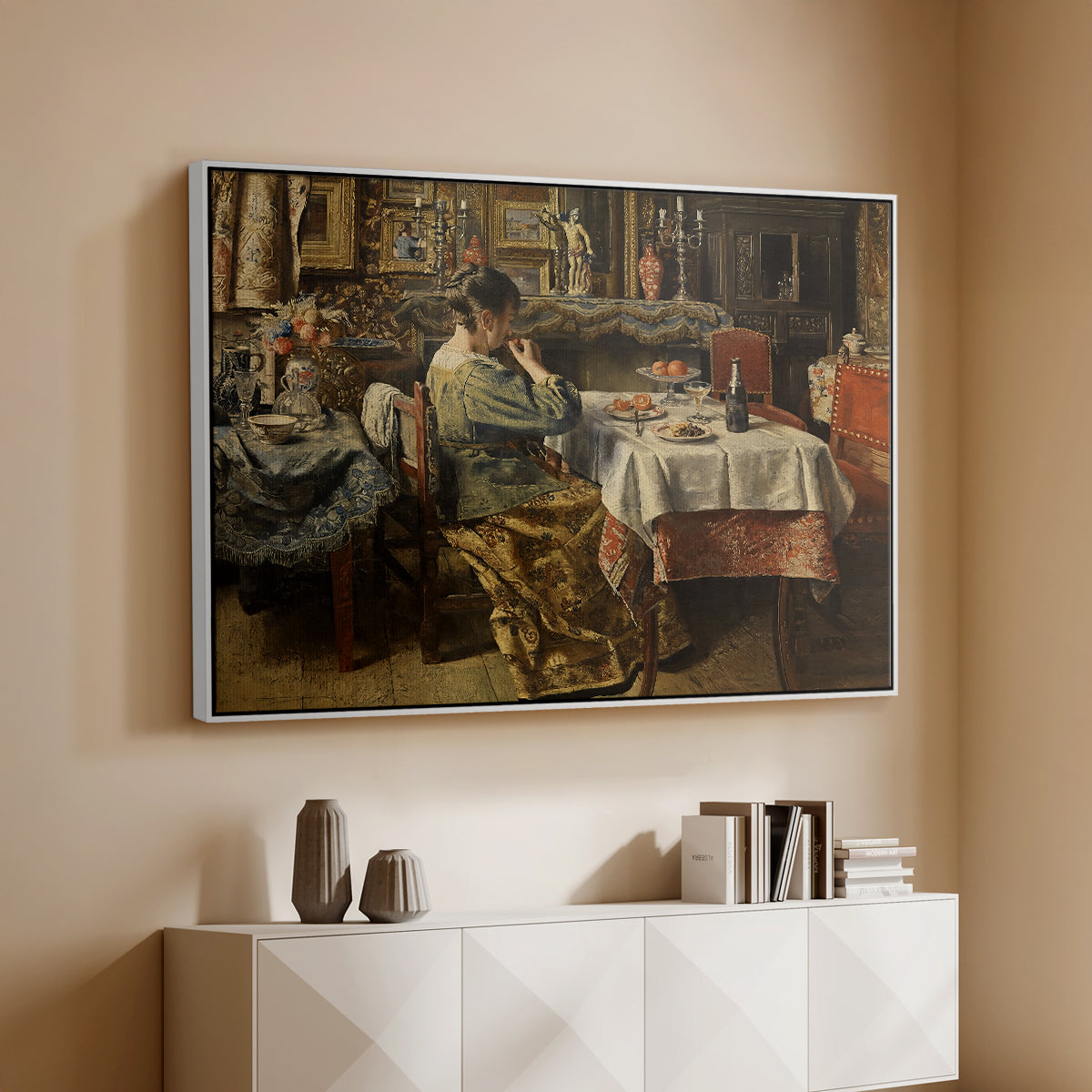 The Meal (De maaltijd), c. 1885 - Floater Framed Canvas Print