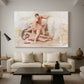 Canvas art print featuring an expressive composition of bodies, displayed in a spacious living room