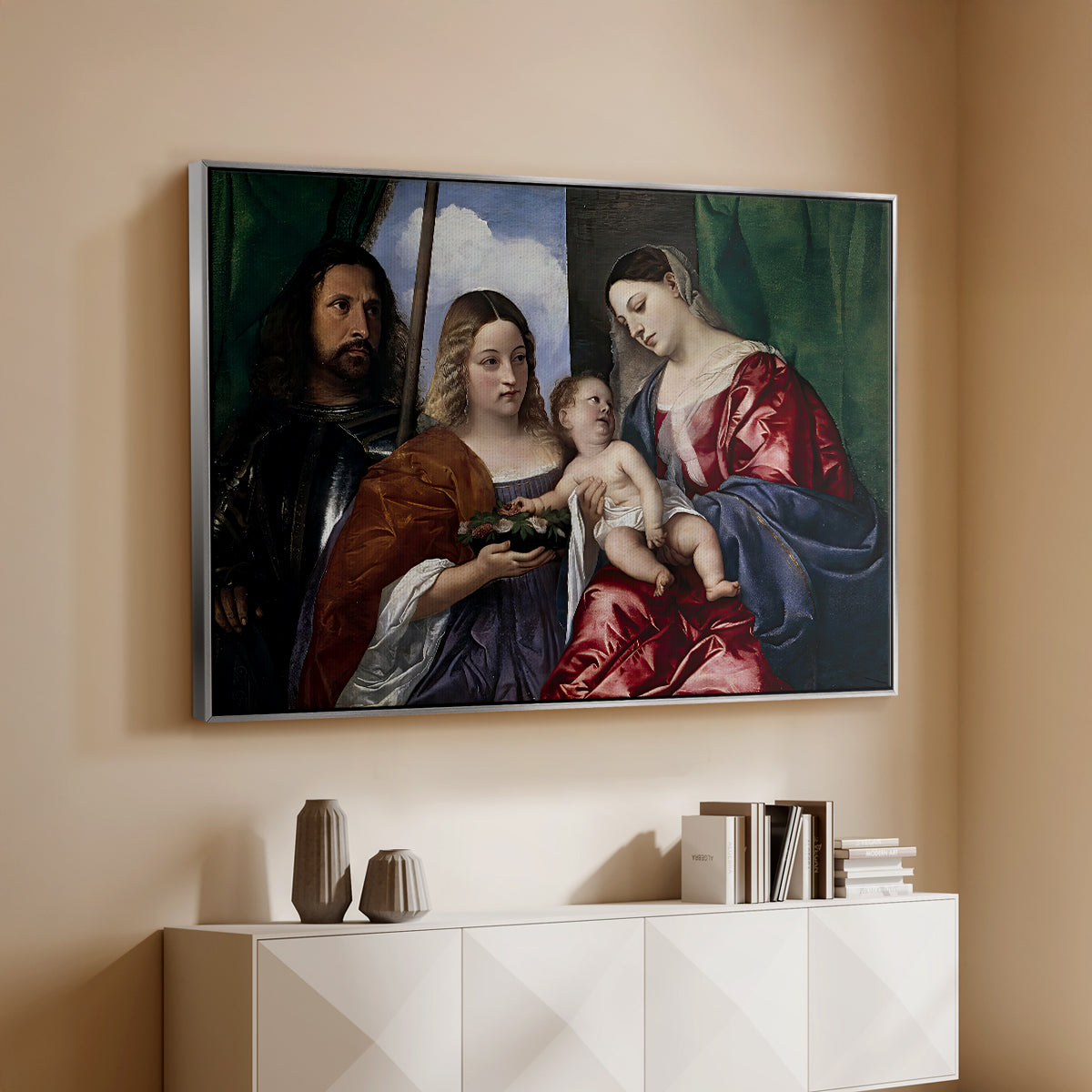 Madonna and Child with Saints Dorothy and George, c. 1516 - Floater Framed Canvas Print
