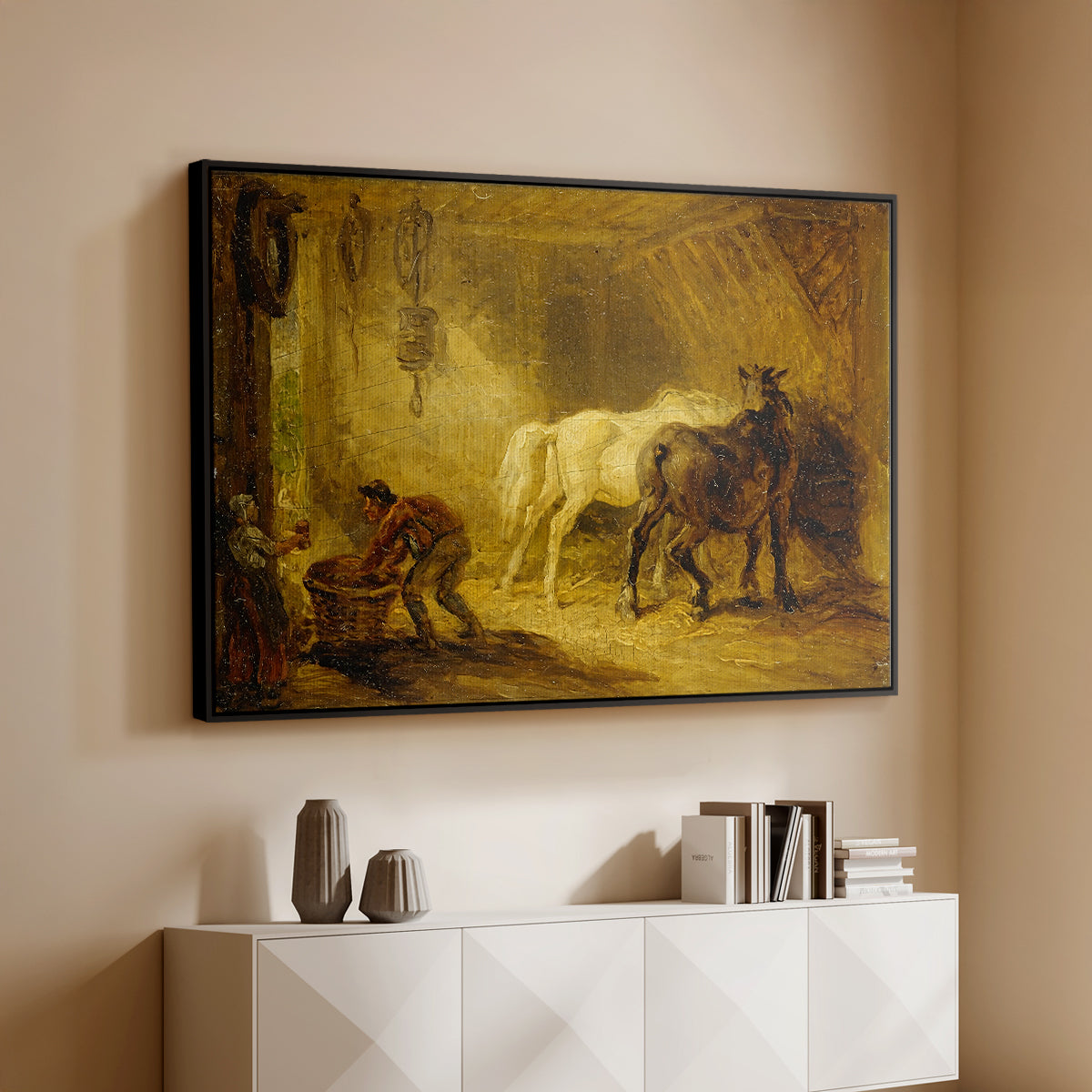 Heath Ewe and Lambs, 1810 - Floater Framed Canvas Print