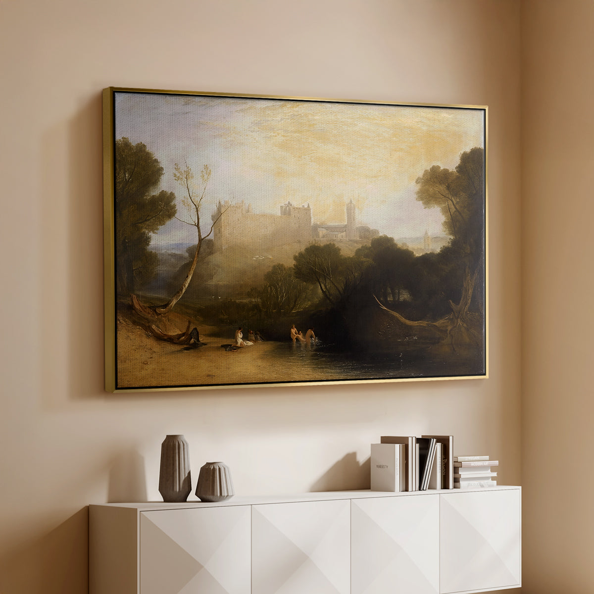 Linlithgow Palace, c. 1807 - Floater Framed Canvas Print