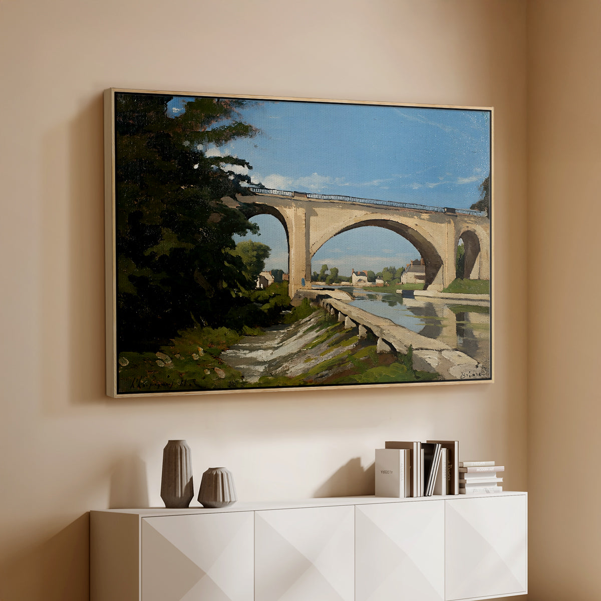 The Railroad Bridge at Briare, 1888 - Floater Framed Canvas Print