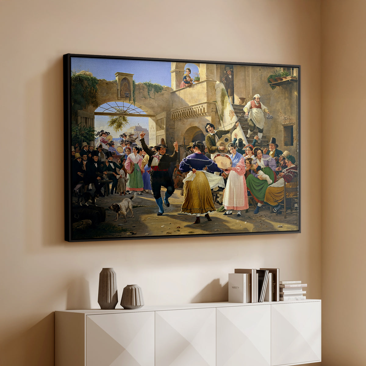 Romans Gathered for Merriment at an Osteria, 1839 - Floater Framed Canvas Print