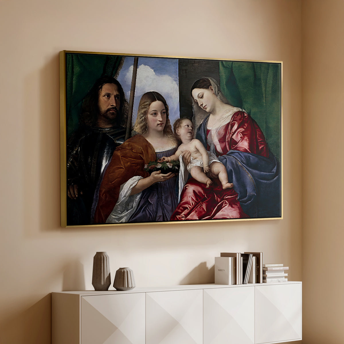 Madonna and Child with Saints Dorothy and George, c. 1516 - Floater Framed Canvas Print