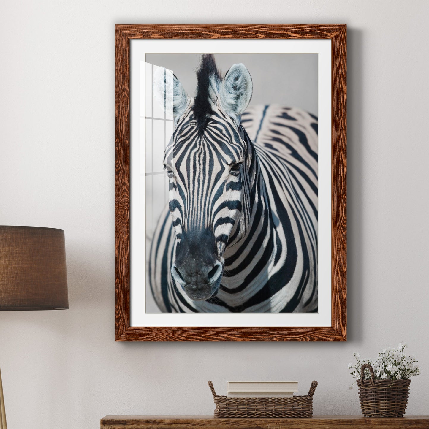 Namibia Zebra - Premium Framed Print - Distressed Barnwood Frame - Ready to Hang