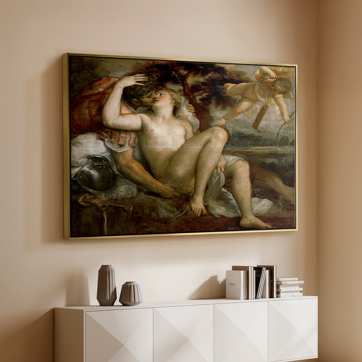 Mars, Venus and Cupid, c. 1530 - Floater Framed Canvas Print
