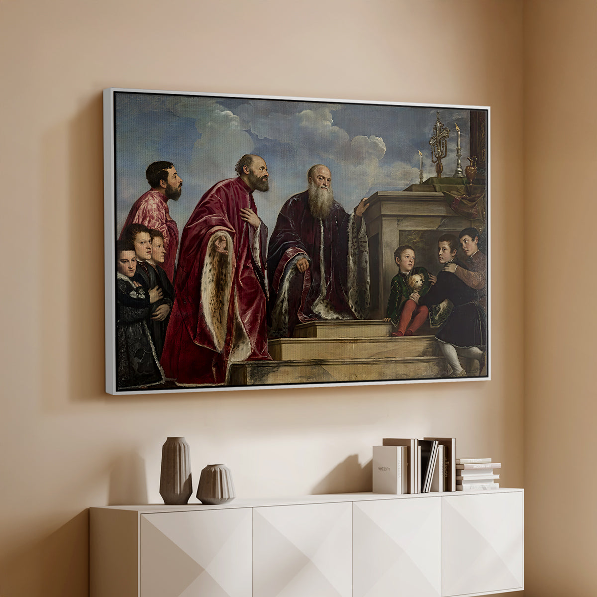 The Vendramin Family Venerating a Relic of the True Cross, c. 1540-1545 - Floater Framed Canvas Print
