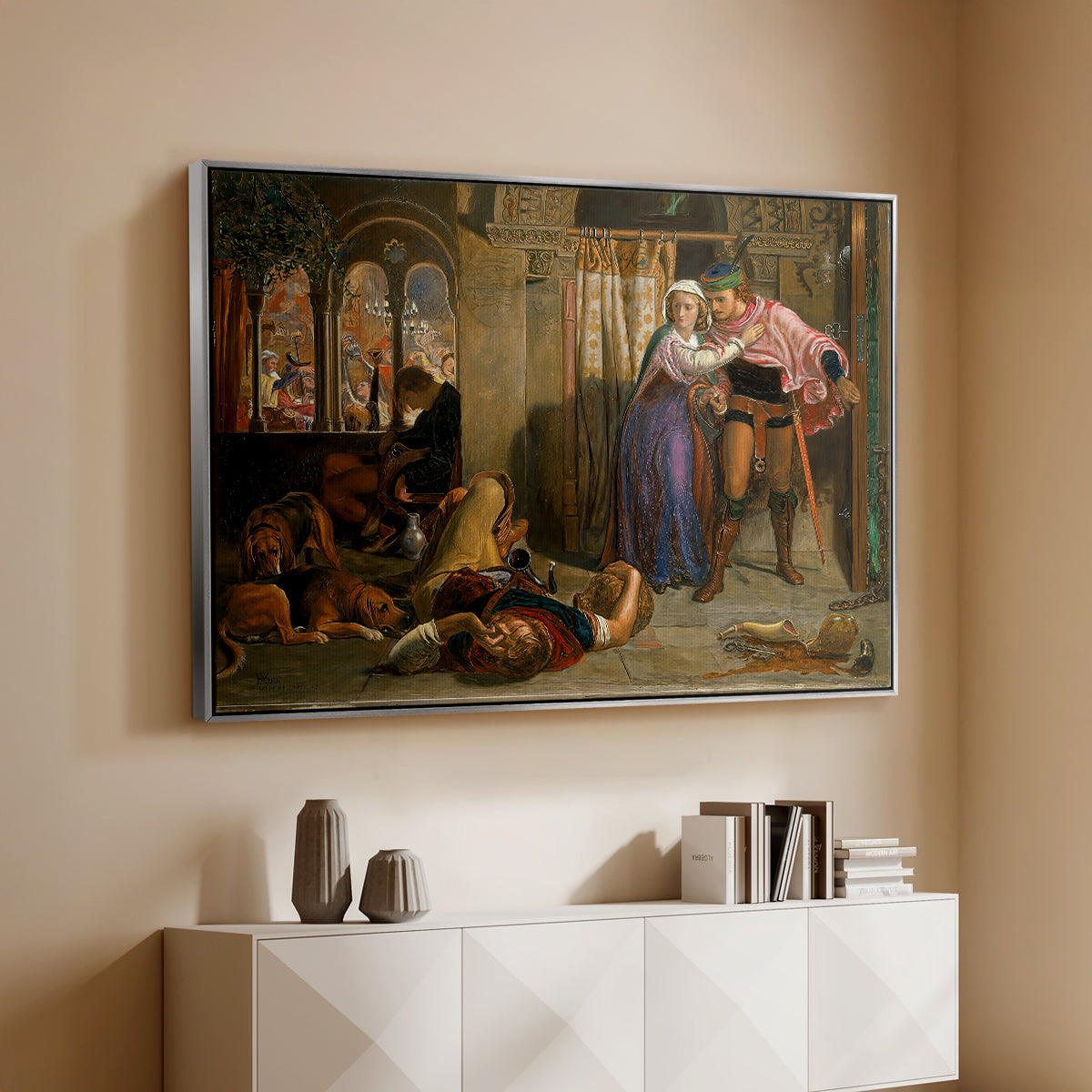 The Flight of Madeline and Porphyro, 1848 - Floater Framed Canvas Print