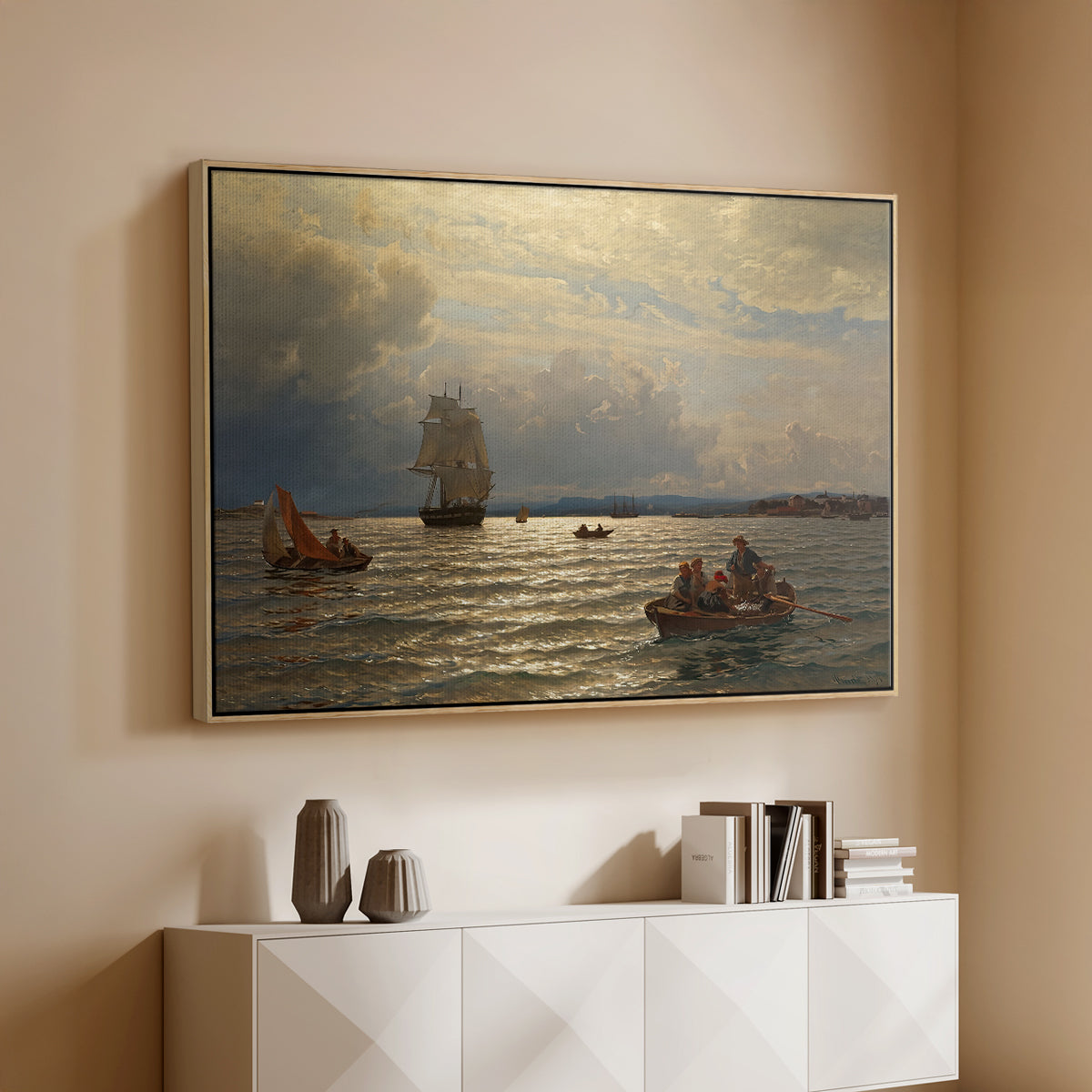 From the Inlet of Oslo, 1874 - Floater Framed Canvas Print