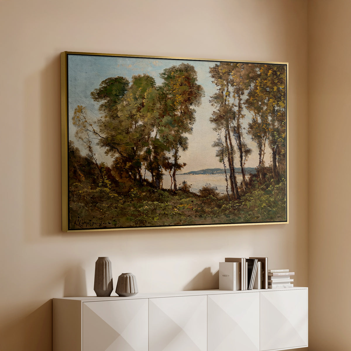 The Banks of the Allier, 1894 - Floater Framed Canvas Print