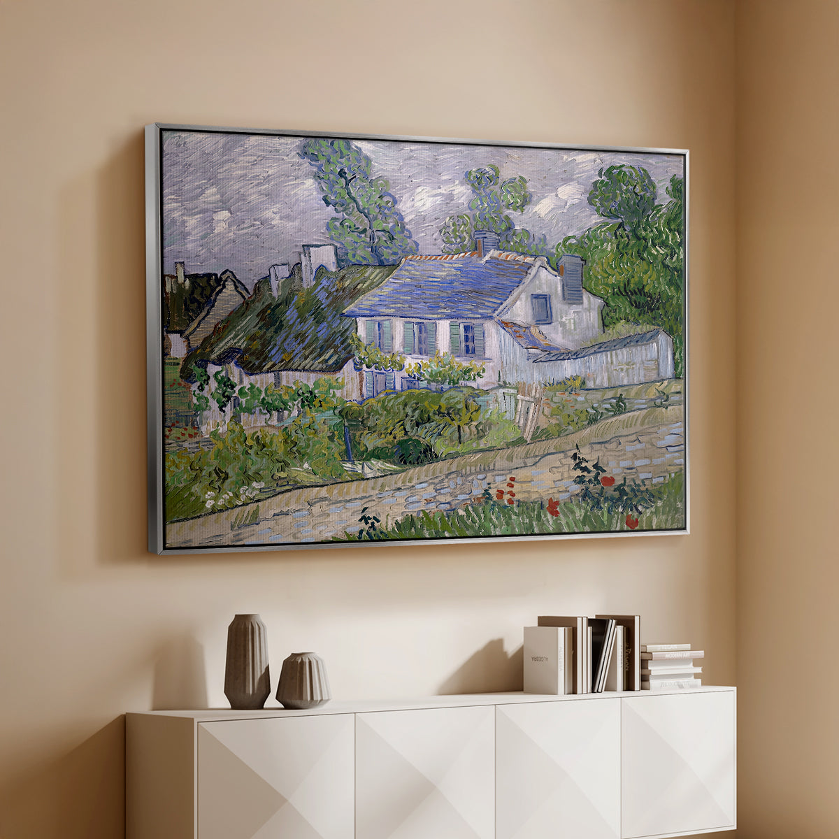 Houses in Auvers, 1890 - Floater Framed Canvas Print