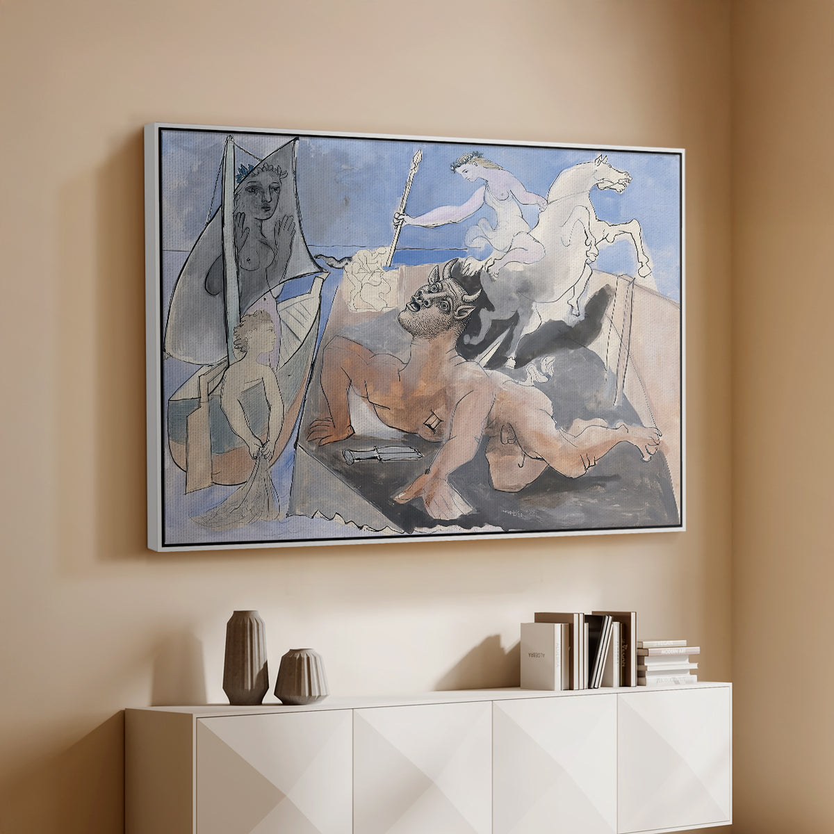 Composition with Minotaur, 1936 - Floater Framed Canvas Print