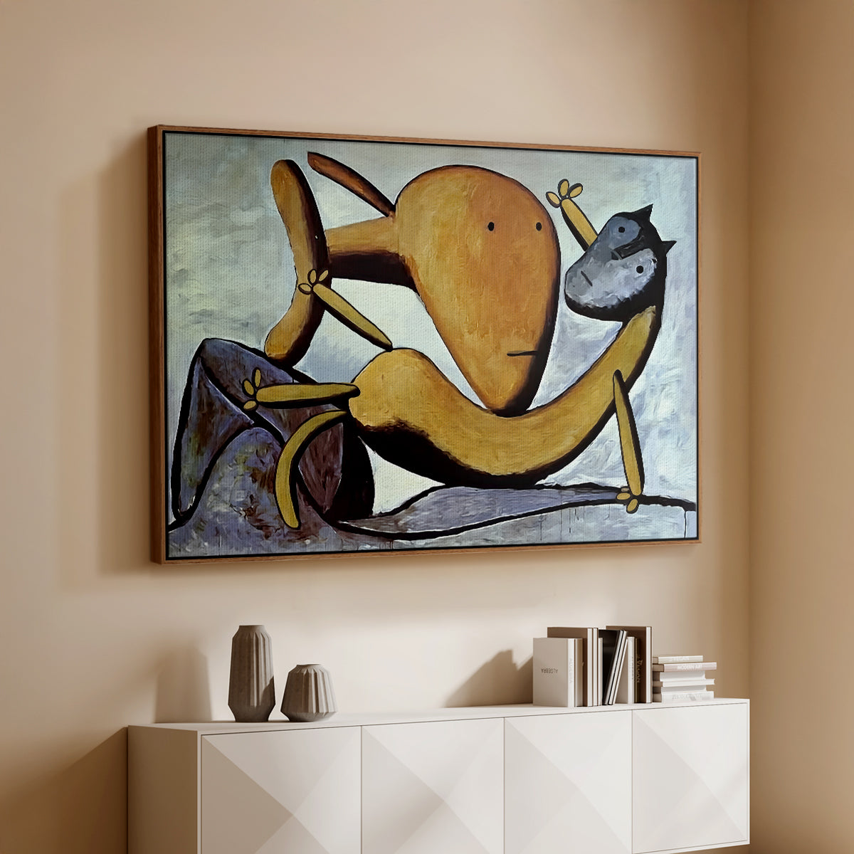 Cat and Big Fish, c. 1931 - Floater Framed Canvas Print