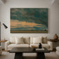 Canvas art print featuring an expressive sky composition, displayed in a spacious living room