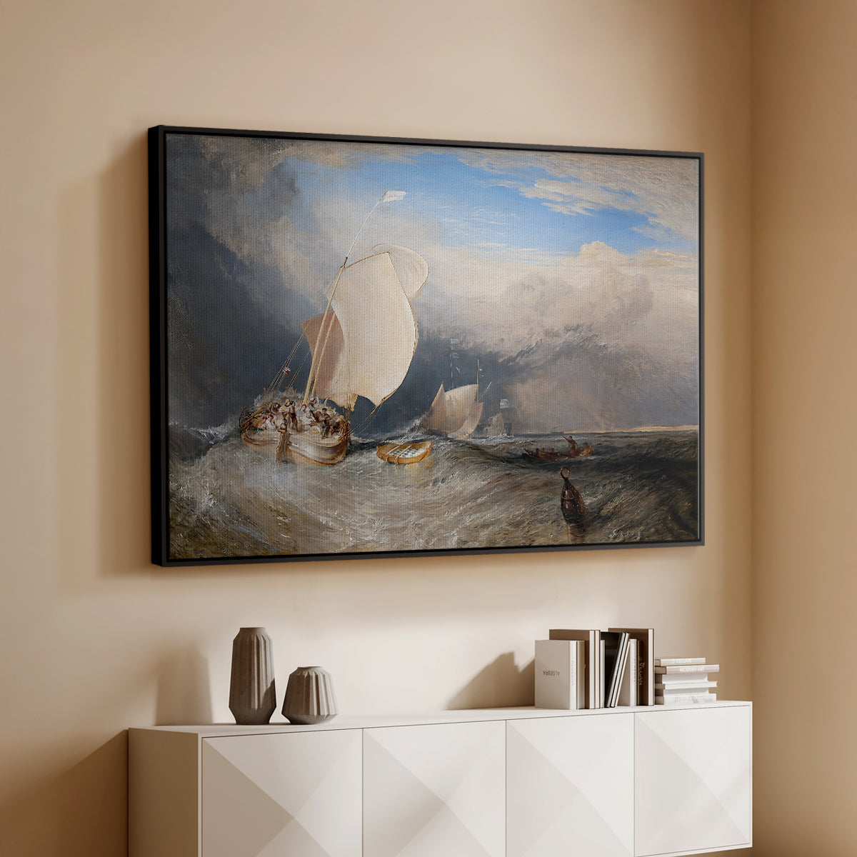Fishing Boats with Hucksters Bargaining for Fish, 1837-1838 - Floater Framed Canvas Print