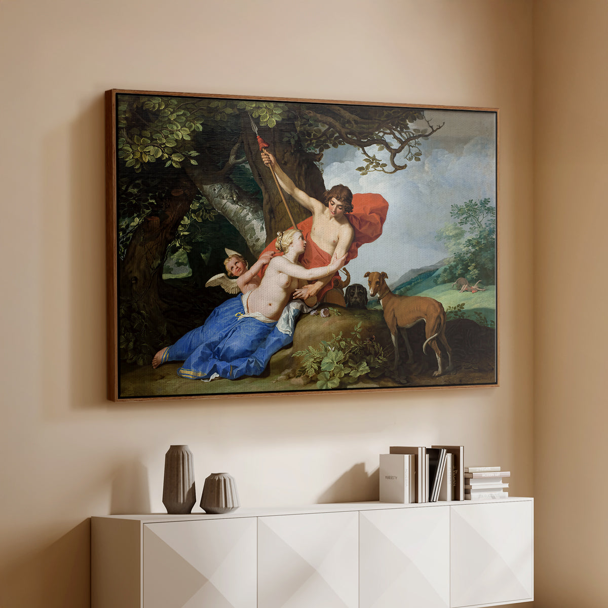 Venus and Adonis, 1632 - Floater Framed Canvas Print