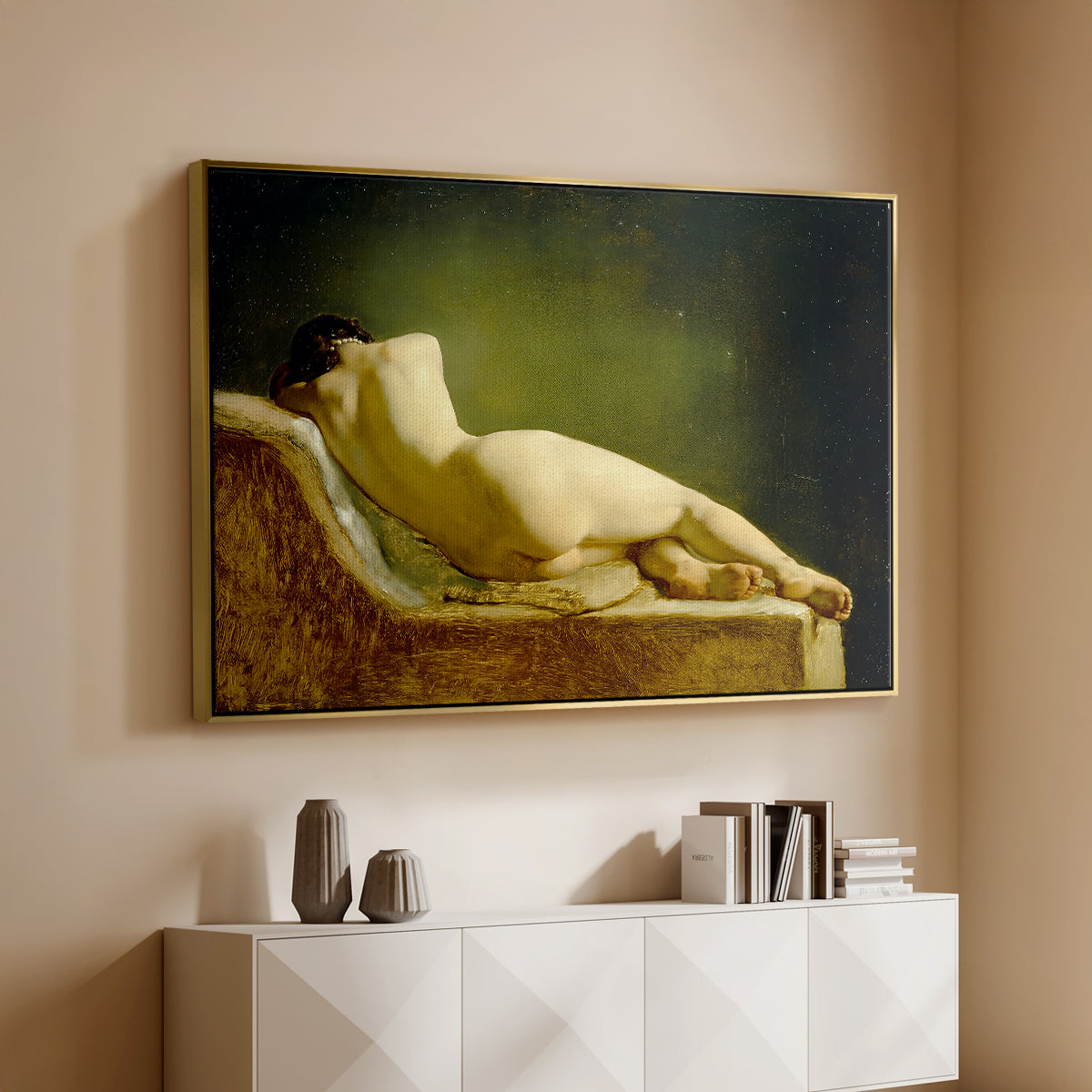Reclining Nude (Liggende model), 1833 - Floater Framed Canvas Print