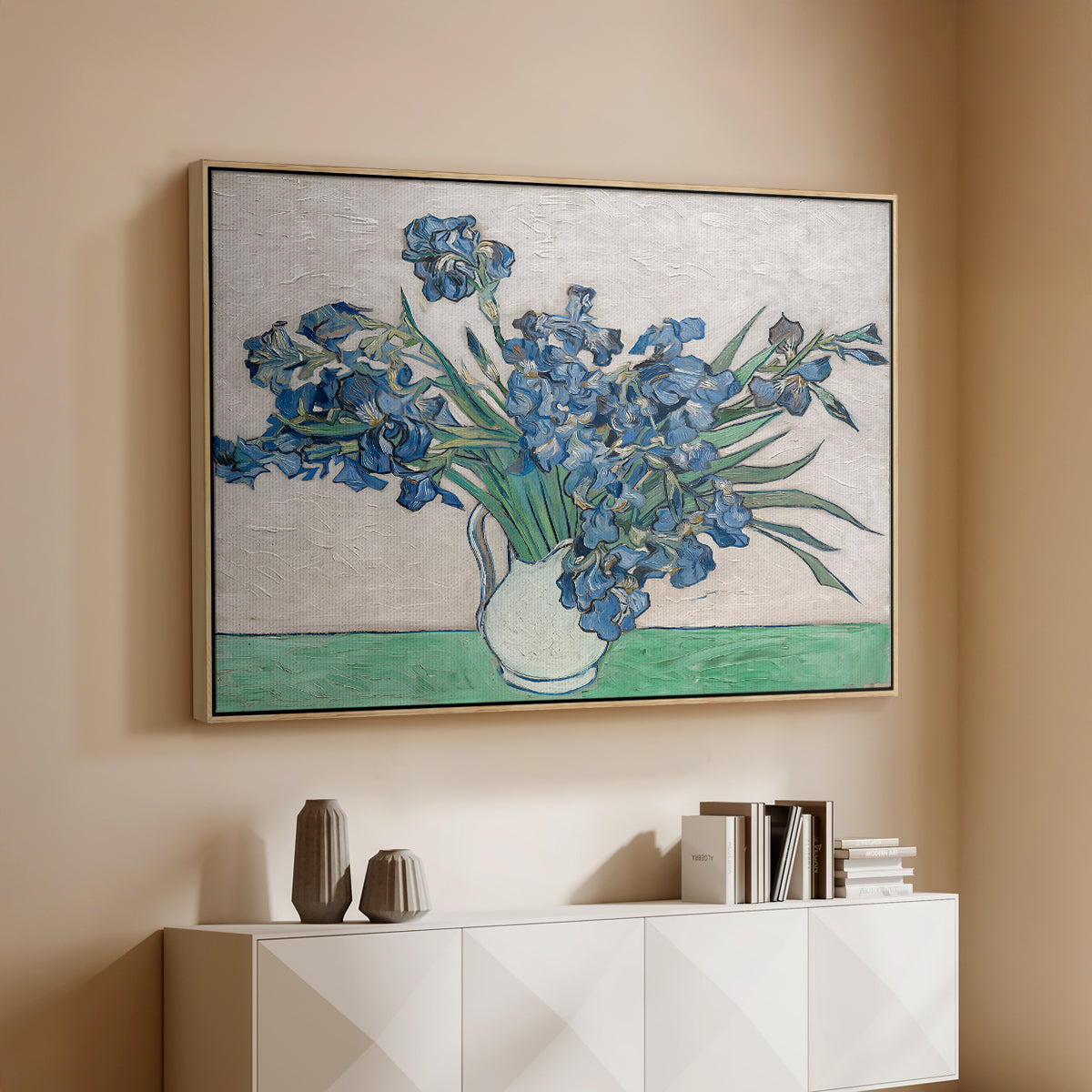 Irises, 1890 - Floater Framed Canvas Print
